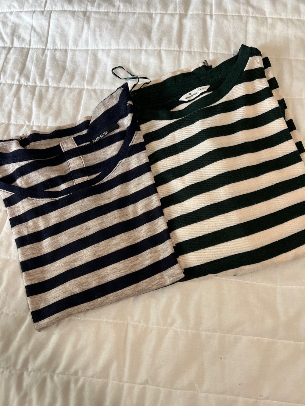 Striped Crew Neck size M Top - Navy & Green